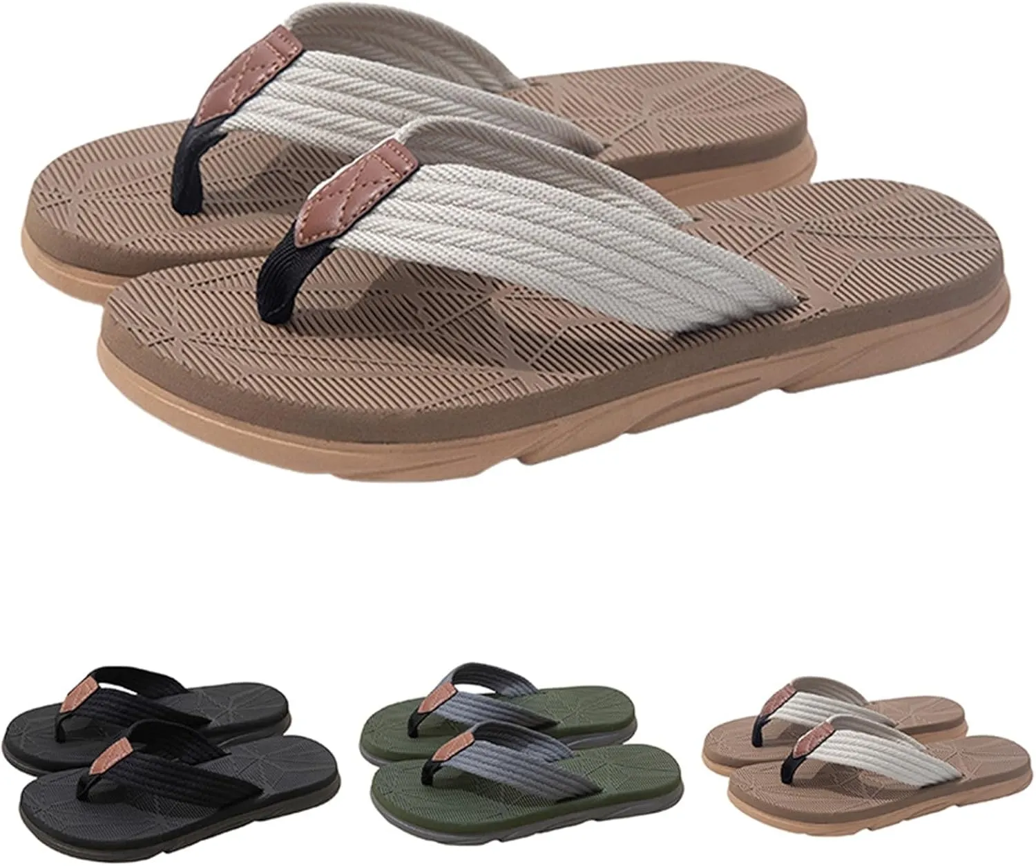 Summer Beach Flip Flops for Mens Comfort Thong Slippers Open-Toe Shoes Outdoor Water Resistant Lightweight Sandals
