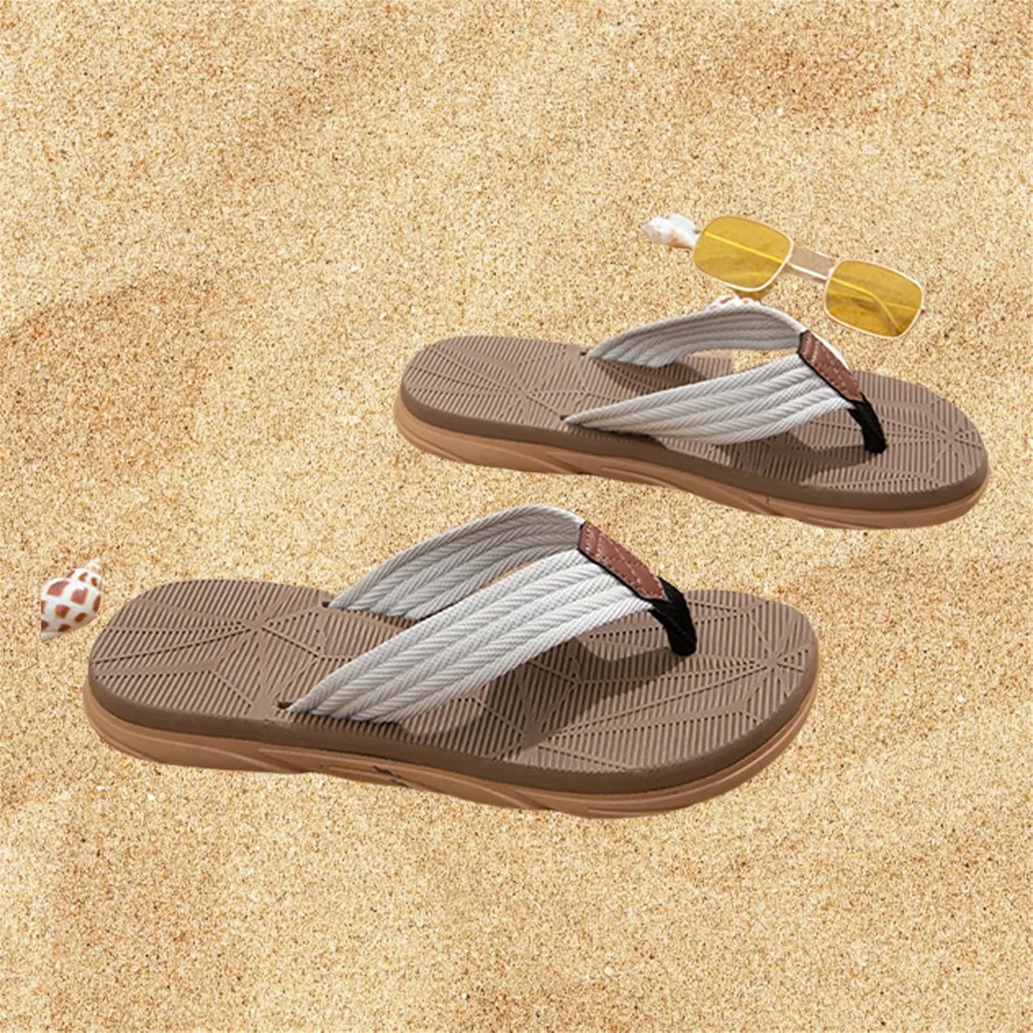 Summer Beach Flip Flops for Mens Comfort Thong Slippers Open-Toe Shoes Outdoor Water Resistant Lightweight Sandals