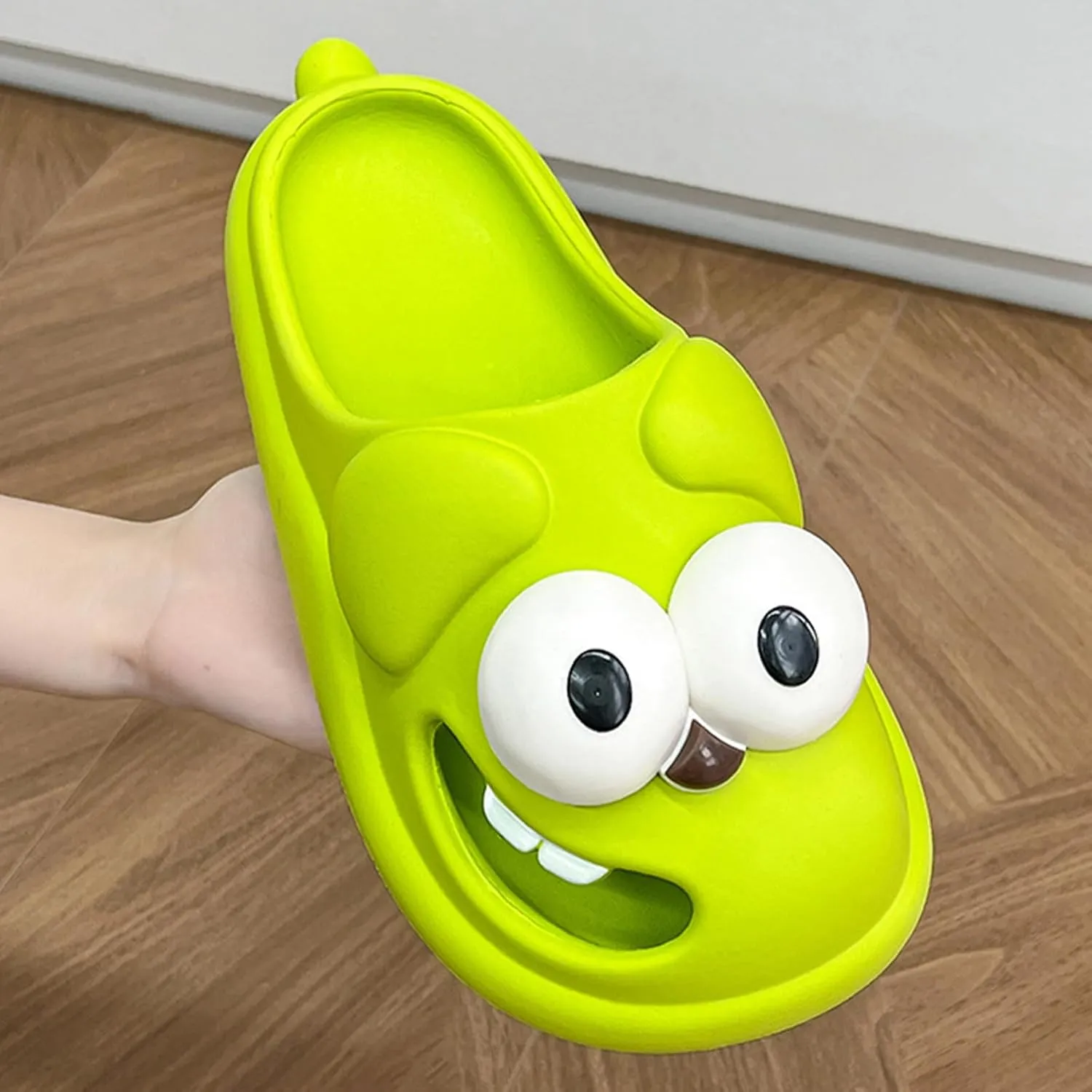 Summer Big Eye Dog Slippers, Unisex Cute Cartoon Comfy Slippers, Indoor Bathroom Comfy Flat Slide Shoes, Non-Slip Lightweight Shower Beach Pool Outdoor Slides