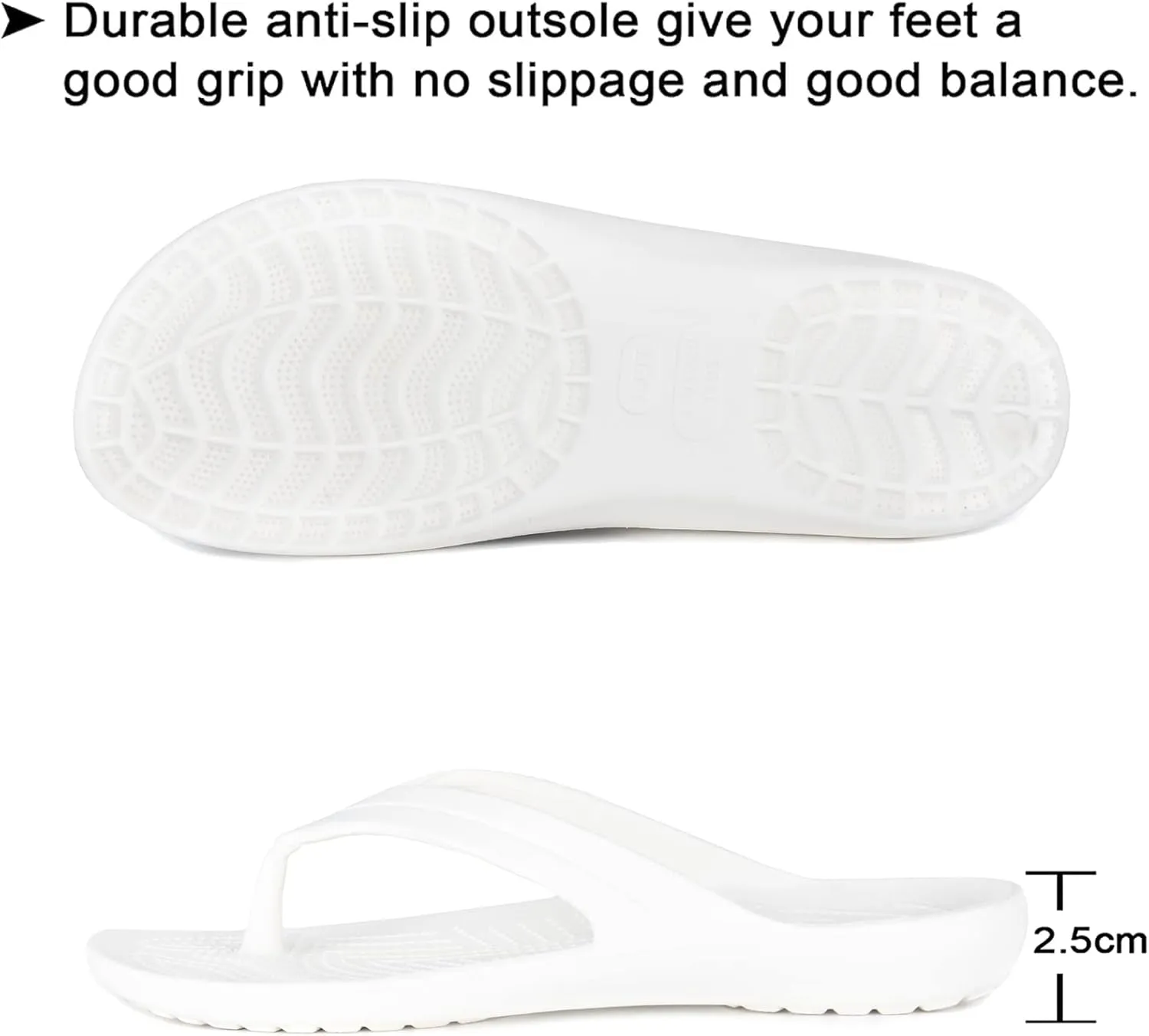 Temi Women's Flip Flops,Soft Lightweight Sandals for Women Anti Slip Casual Slippers Shower Beach Pool Bathroom Flat Slides Shoes