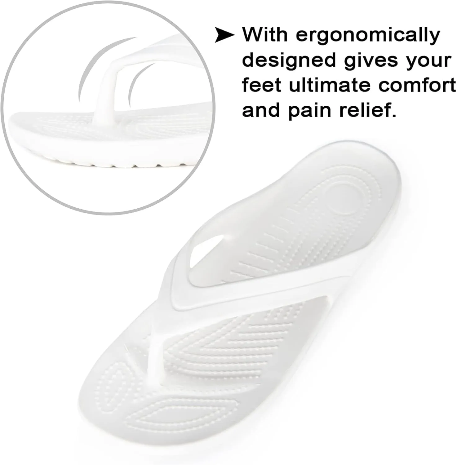 Temi Women's Flip Flops,Soft Lightweight Sandals for Women Anti Slip Casual Slippers Shower Beach Pool Bathroom Flat Slides Shoes