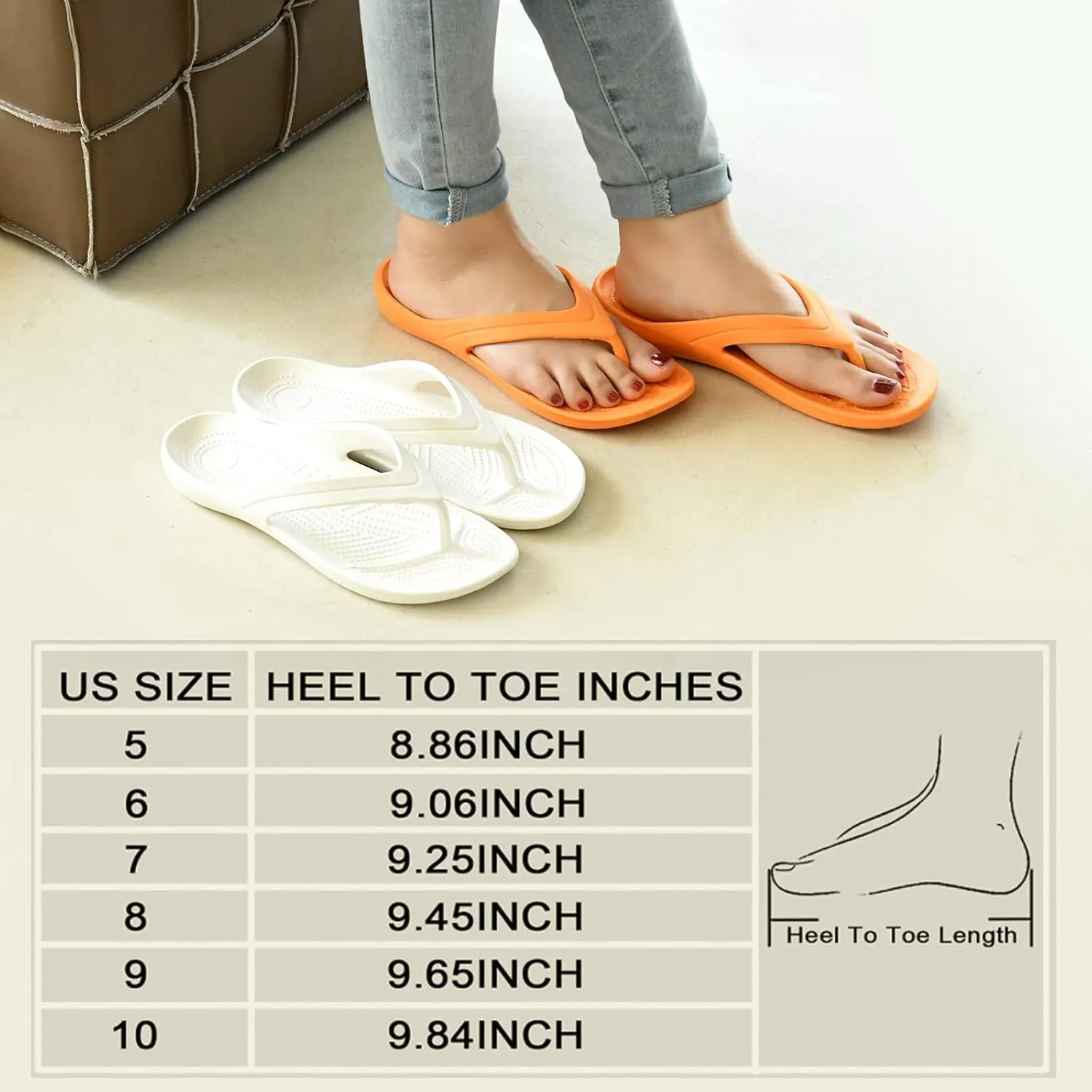 Temi Women's Flip Flops,Soft Lightweight Sandals for Women Anti Slip Casual Slippers Shower Beach Pool Bathroom Flat Slides Shoes