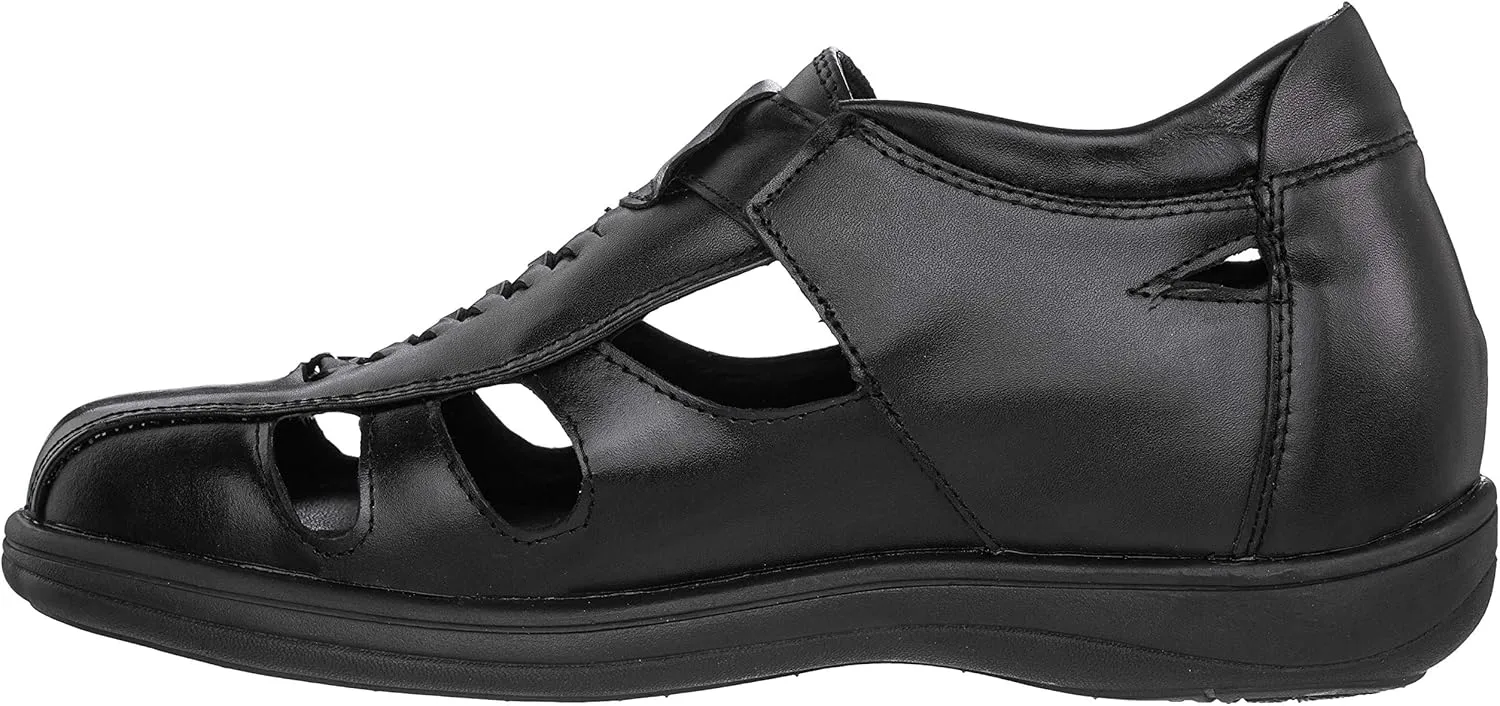 TOTO Men's Invisible Height Increasing Elevator Shoes - Black Leather Slip-on Super Lightweight Open-toe Sandals - 3.2 Inches Taller - G1307 - Size 11 D(M) US
