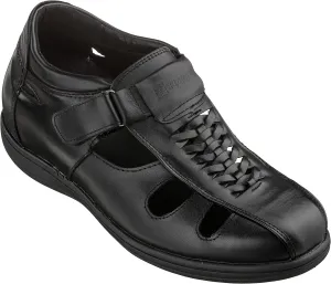 TOTO Men's Invisible Height Increasing Elevator Shoes - Black Leather Slip-on Super Lightweight Open-toe Sandals - 3.2 Inches Taller - G1307 - Size 11 D(M) US