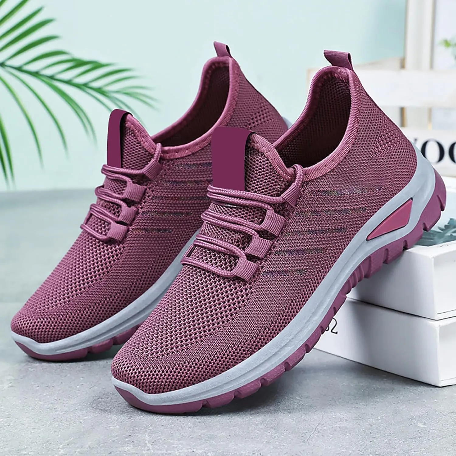 Trainers Womens, Lightweight Orthopedic Air Cushion Athletic Sneakers Ladies Breathable Running Shoes Gym Jogging Shoes