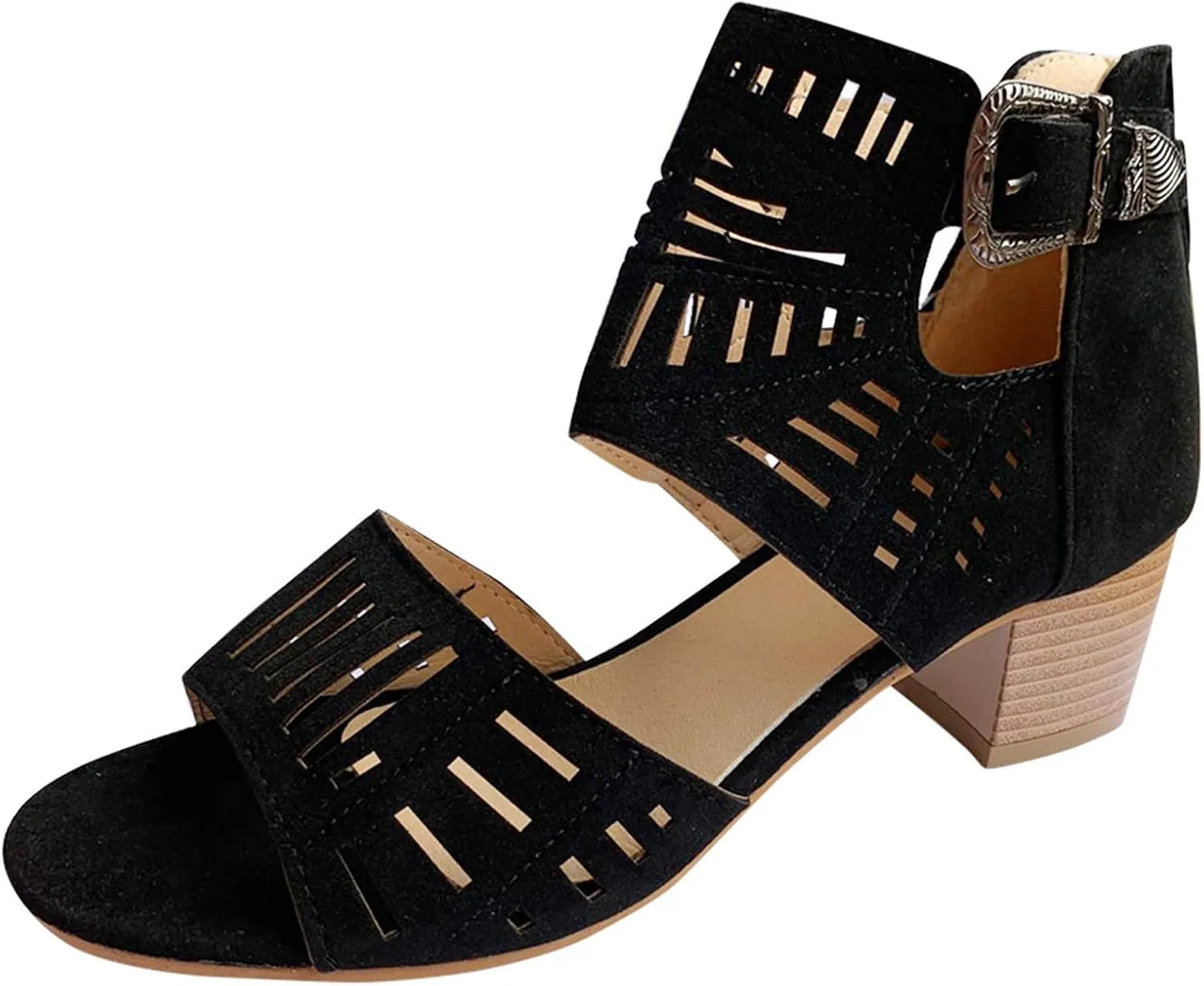 Walking Sandals Women, Womens Sandals Sexy Hollow Floral Lace Chunky High Heels Peep Toe Platform Boots