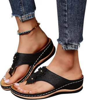 Walking Sandals Women, Women's T-Strap Sandals Vintage Boho Flat Sandals Dress Shoes Outdoor Beach Flip Flops
