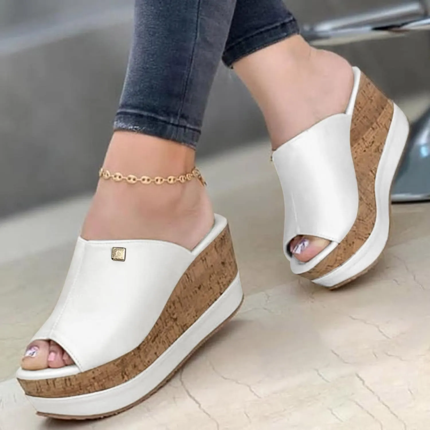 Wedge Sandals for Women Comfortable Wide Width Cushioned Footbed Adjustable Straps Platform Slides Summer Walking Shoes 2025 Spring and Summer Vacation