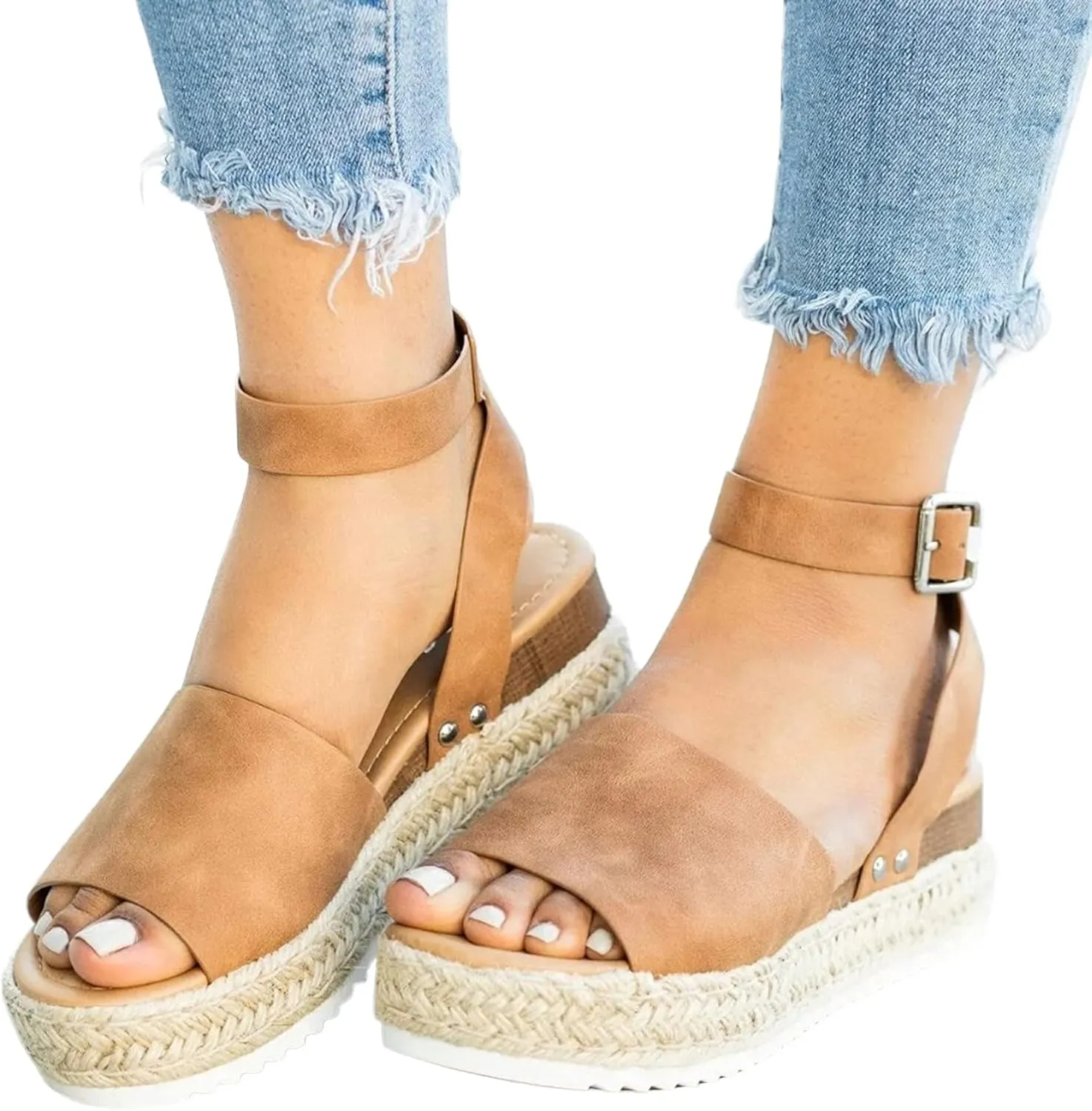 Wedge Sandals for Women Sparkly Rhinestone Ankle Strap Open Toe High Heel Platform Sandals Dressy Party Bridal Shoes Orthopedic Sandal Beach Dressy Flip Flops for Wide Toe 2025 Spring