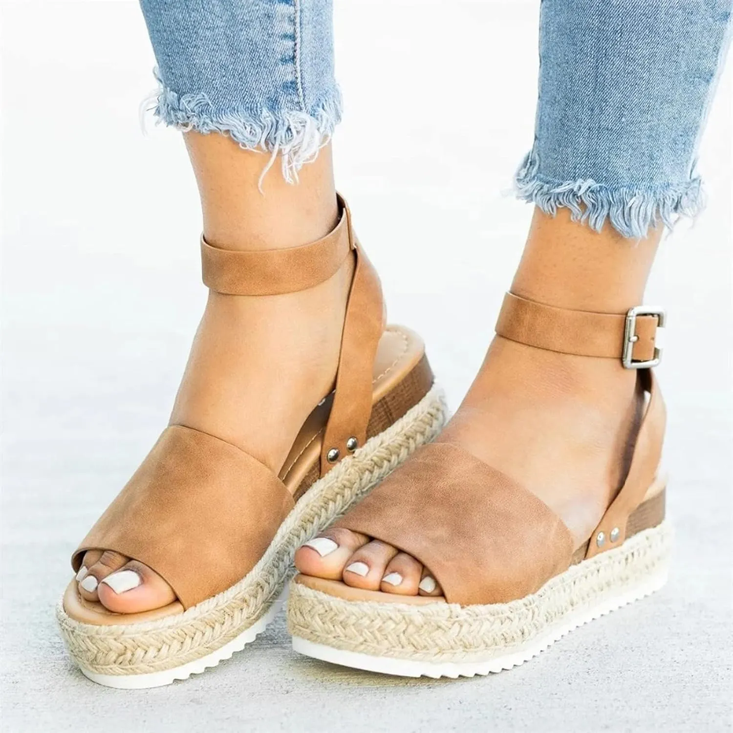 Wedge Sandals for Women Sparkly Rhinestone Ankle Strap Open Toe High Heel Platform Sandals Dressy Party Bridal Shoes Orthopedic Sandal Beach Dressy Flip Flops for Wide Toe 2025 Spring