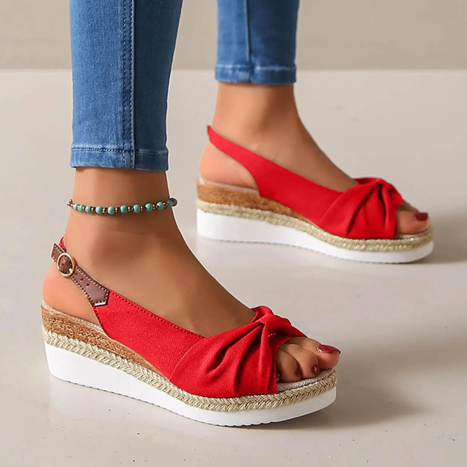 Wedge Sandals Open Toe Wedge Sandals for Women White Sandals Women Women's Classic Wedge Heels Sandals