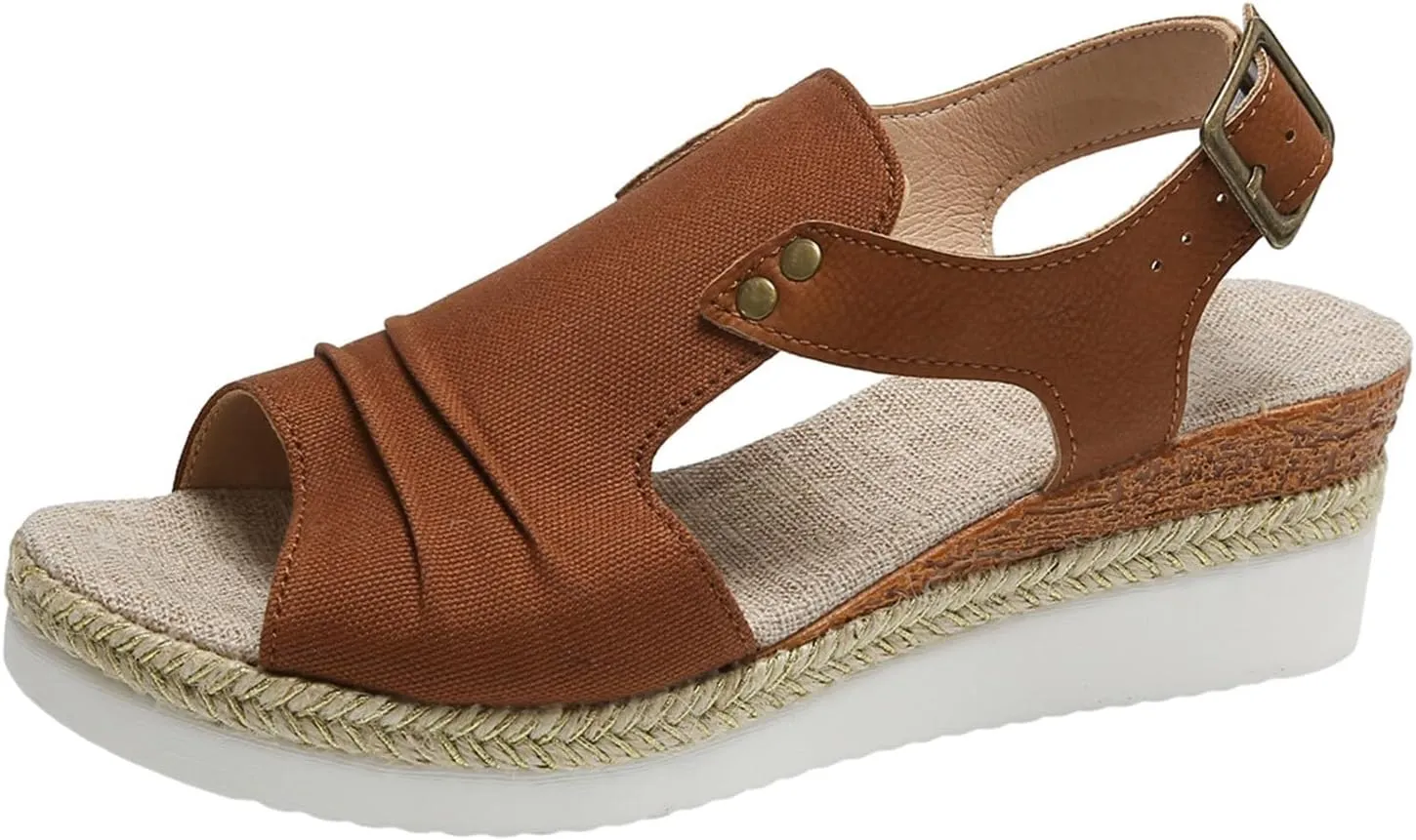 Wedges for Women Women's Ankle Strap Low Wedge Sandals Silver Wedges Summer Outdoor Camping Walking Beach Sandals