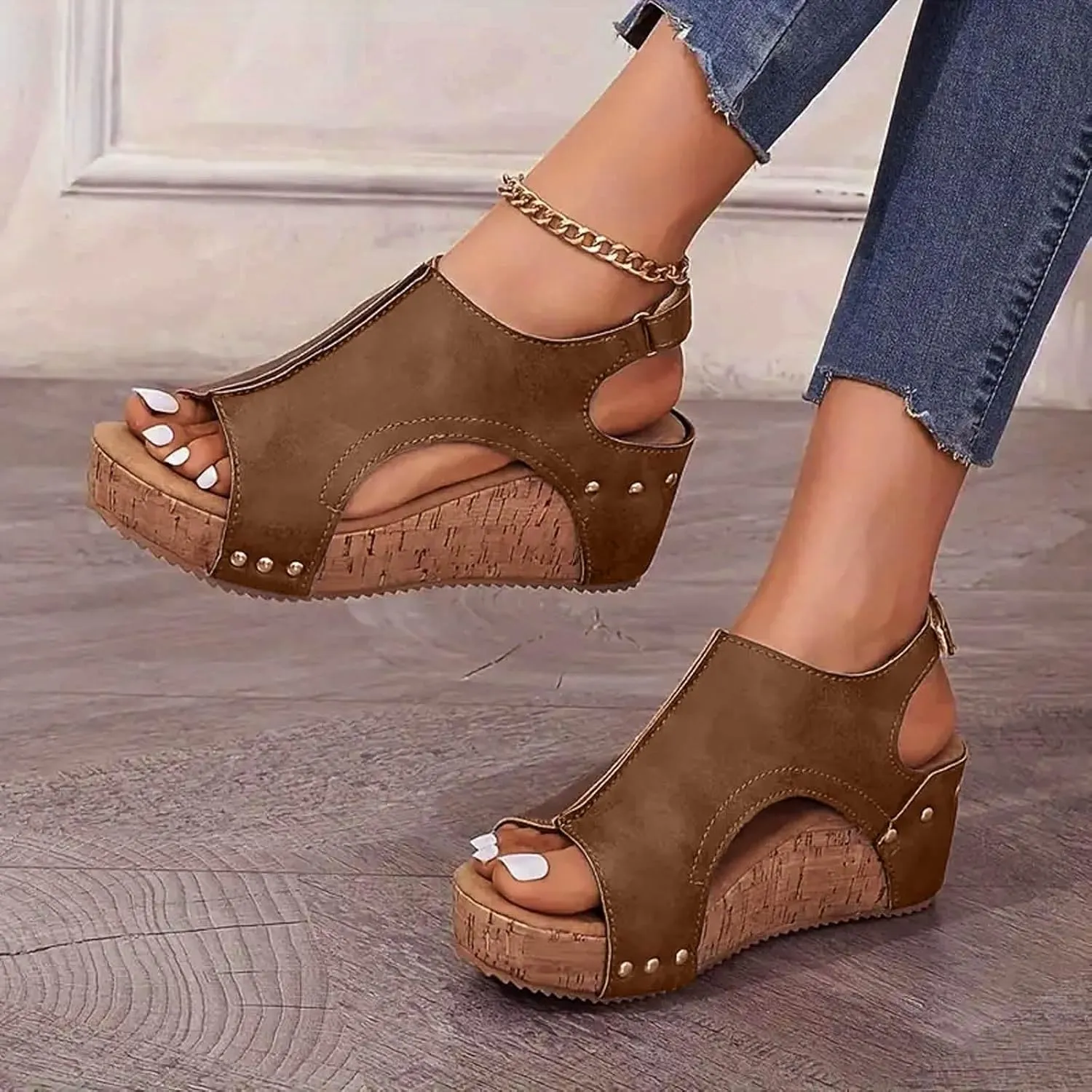 Wide Width Wedge Sandals for Women 2025 New Platform Sandals with Ankle Strap Open Toe Espadrilles Wedge Heels Sandals Dressy Casual Boho Summer Beach Sandals Ladies Wedges