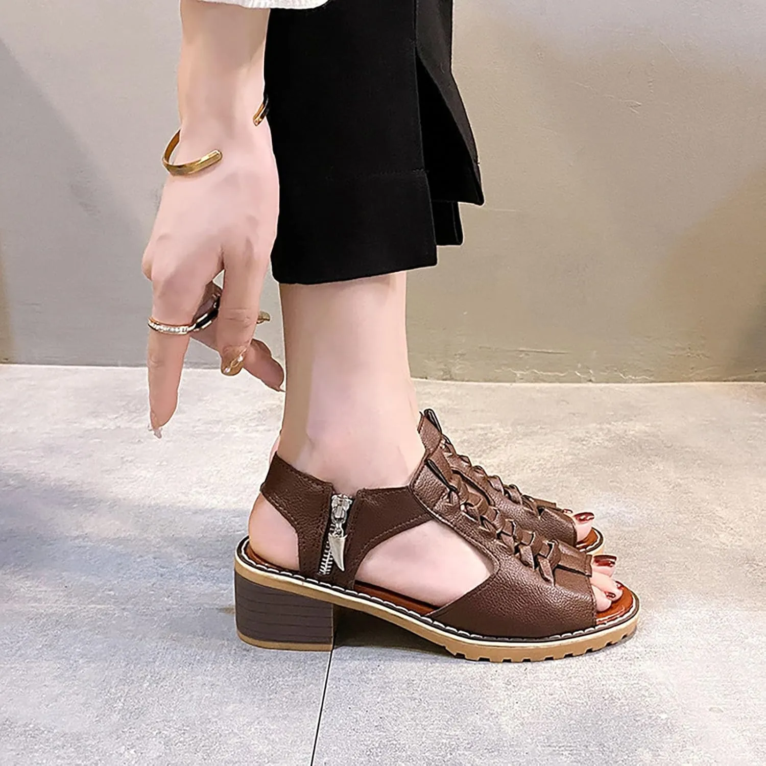 Women Sandals Platform Heels for Women Lightweight Chunky Open Toe Stylish Sandals with Adjustable Ankle Strap