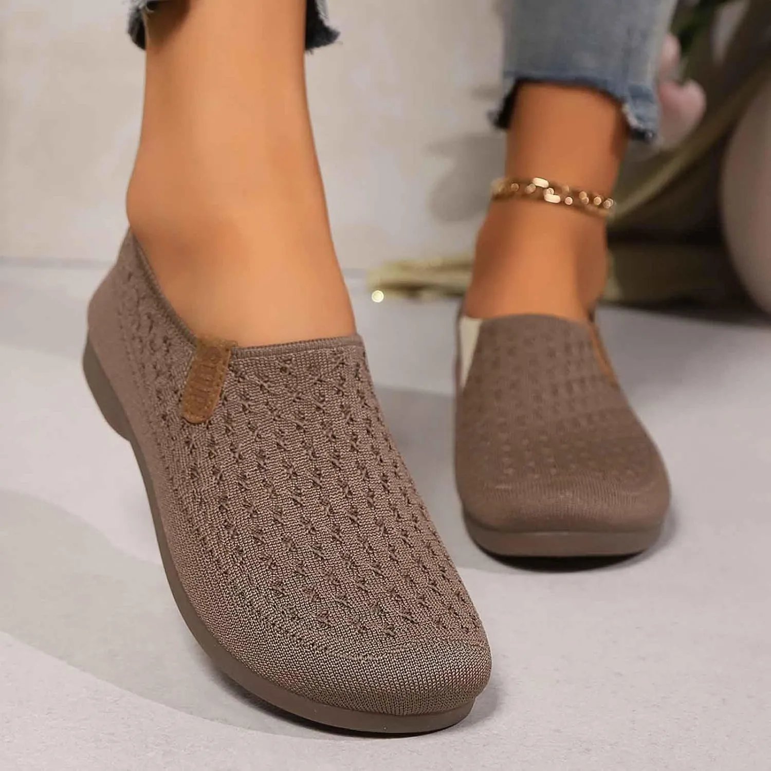 Women's Casual Slip On Shoes Breathable Comfortable Flat Loafers Daily Wear Summer Fall Lightweight Sandals Females