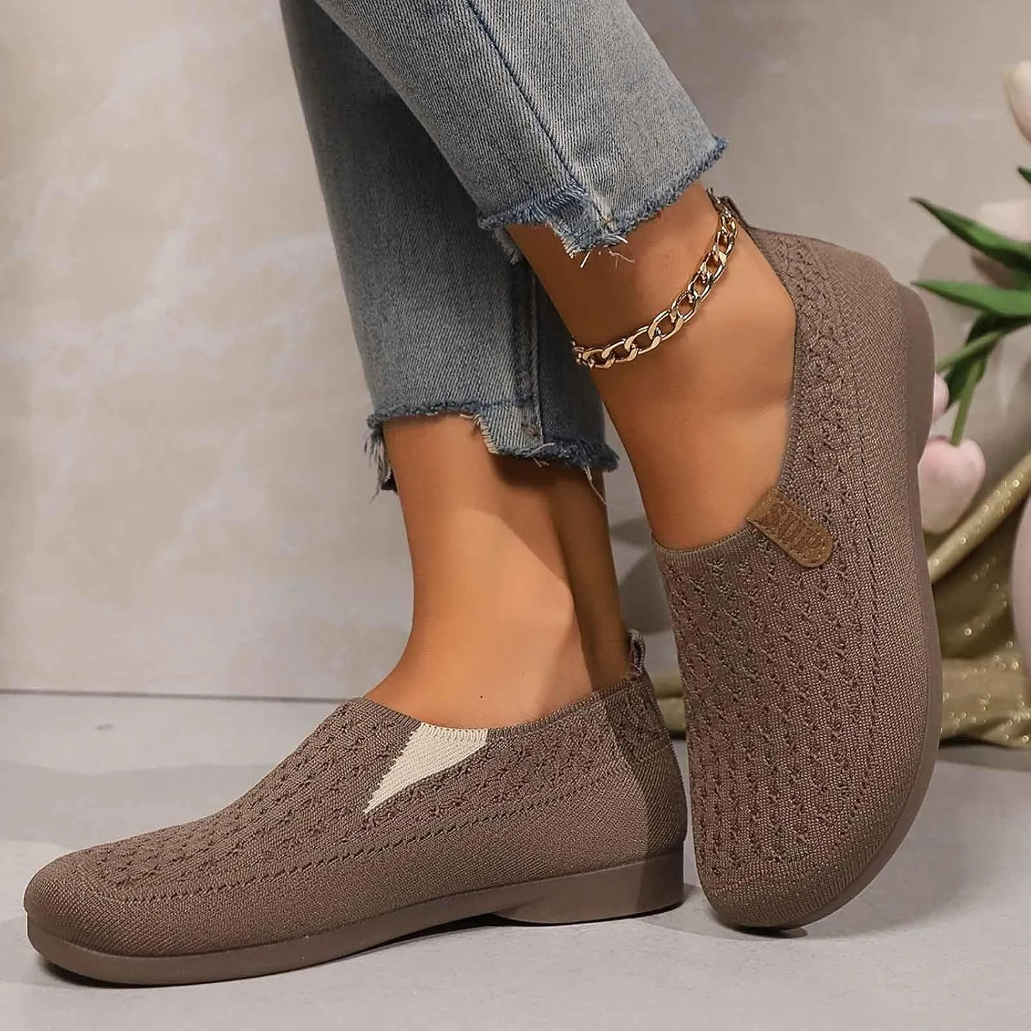 Women's Casual Slip On Shoes Breathable Comfortable Flat Loafers Daily Wear Summer Fall Lightweight Sandals Females