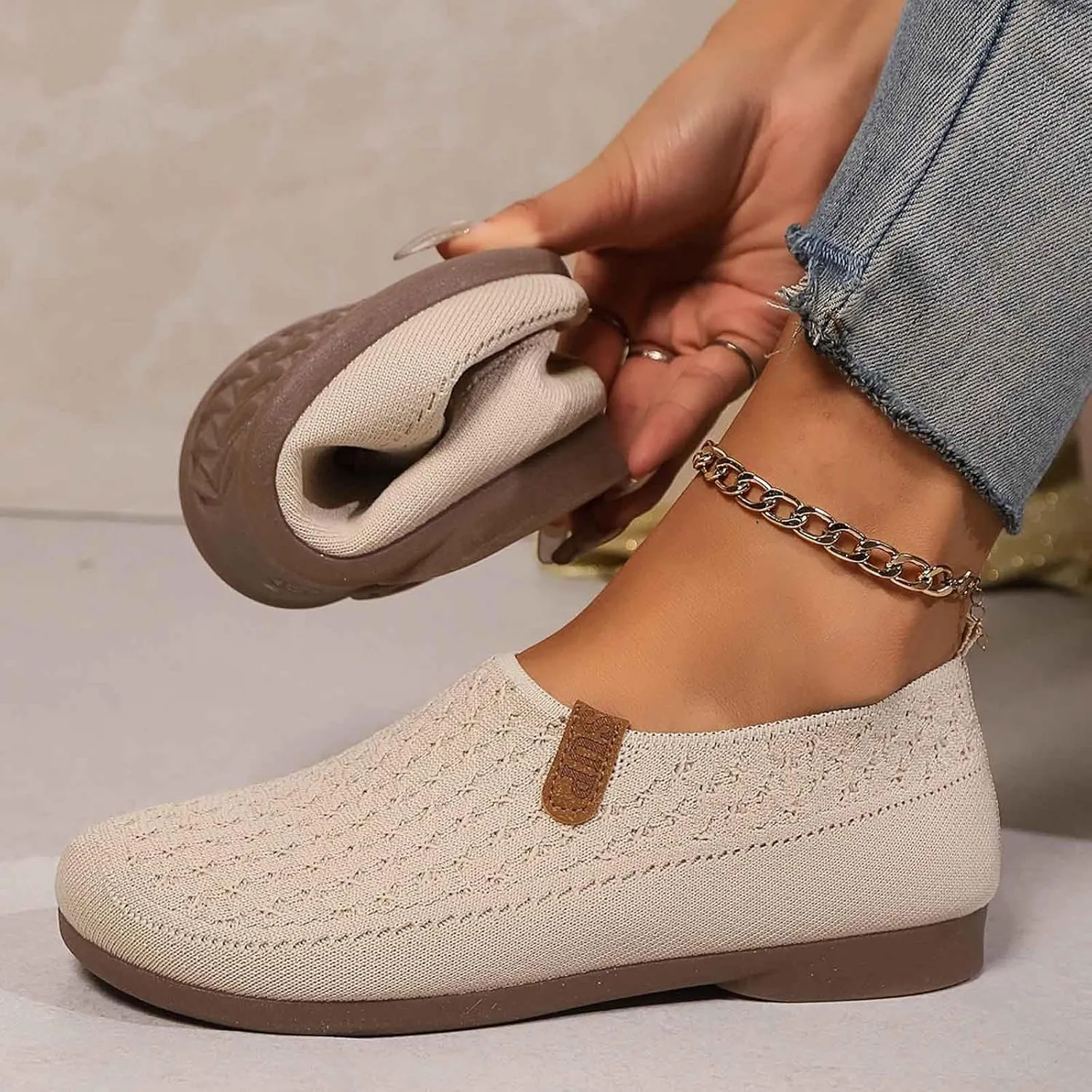 Women's Casual Slip On Shoes Breathable Comfortable Flat Loafers Daily Wear Summer Fall Lightweight Sandals Females