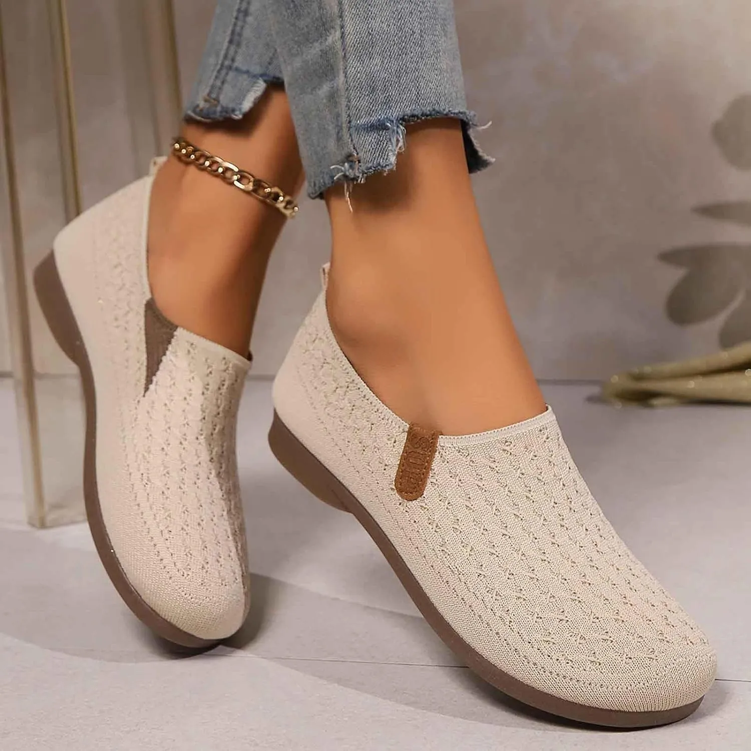 Women's Casual Slip On Shoes Breathable Comfortable Flat Loafers Daily Wear Summer Fall Lightweight Sandals Females