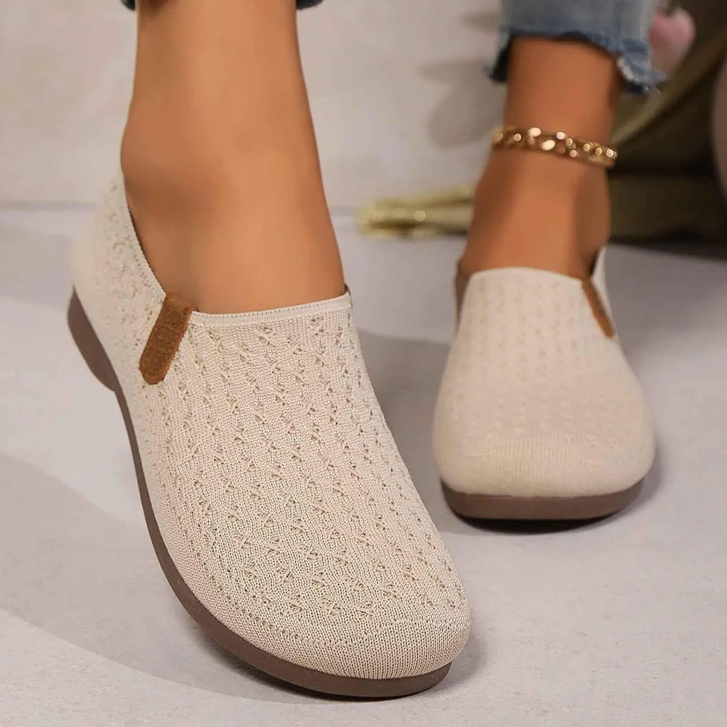 Women's Casual Slip On Shoes Breathable Comfortable Flat Loafers Daily Wear Summer Fall Lightweight Sandals Females
