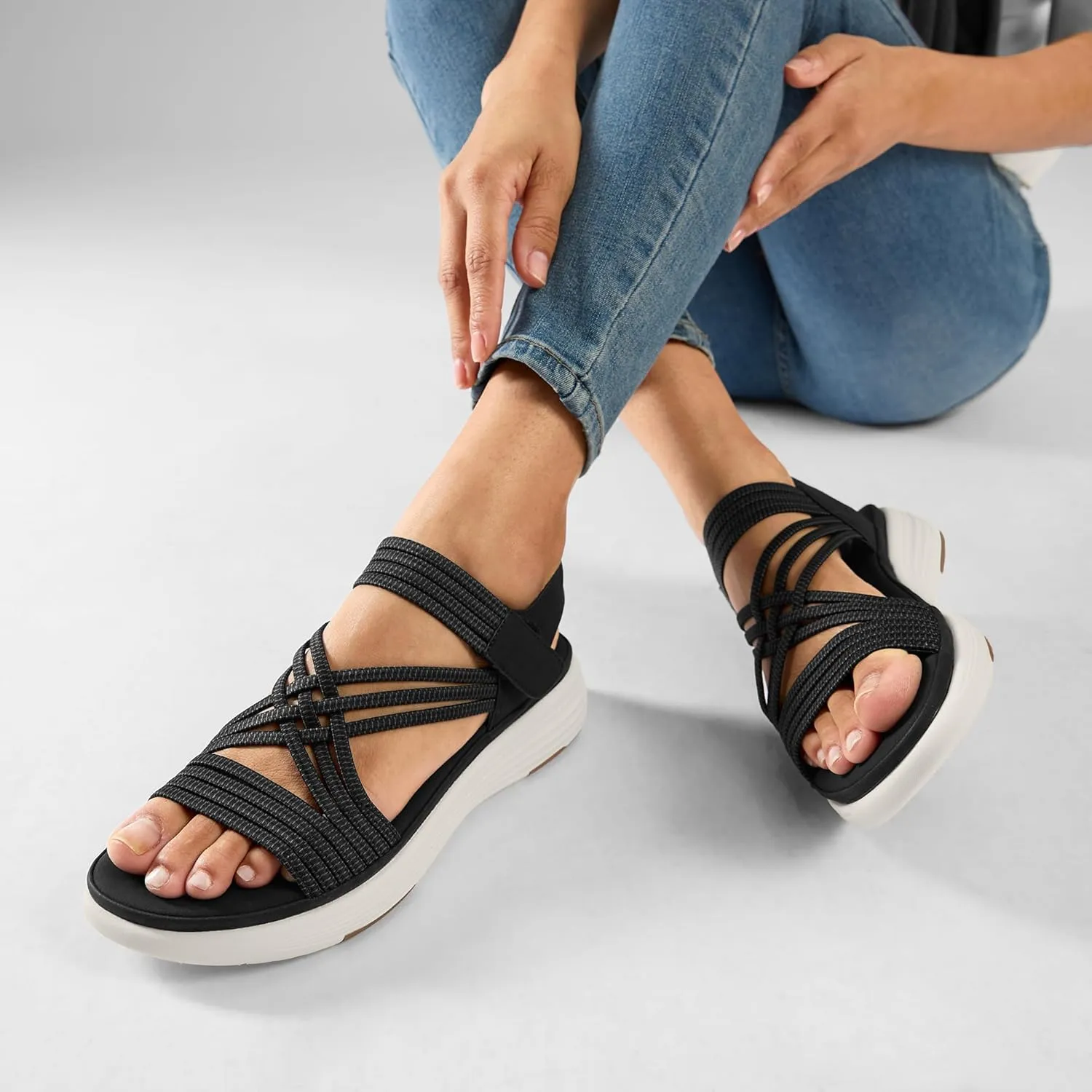 Women's Comfortable Walking Sandals with Elastic Strap LightWeight Sandals for Women 2025 Summer Dressy