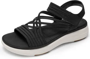 Women's Comfortable Walking Sandals with Elastic Strap LightWeight Sandals for Women 2025 Summer Dressy