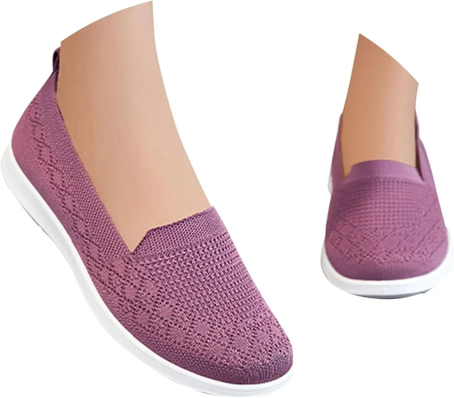 Women's Flat Breathable Fly Woven Mesh Sneakers,Casual Fashion Walking Shoes Women Slip