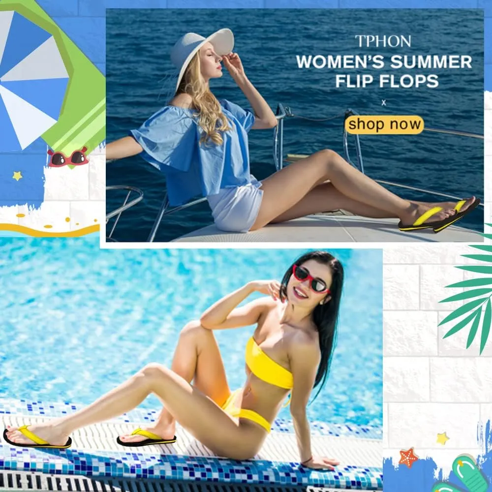 Women's Flip-Flop Lightweight Sandals Comfortable Shock Proof Slippers Casual Thong Flip Flop for Women for Indoor and Outdoor Beach