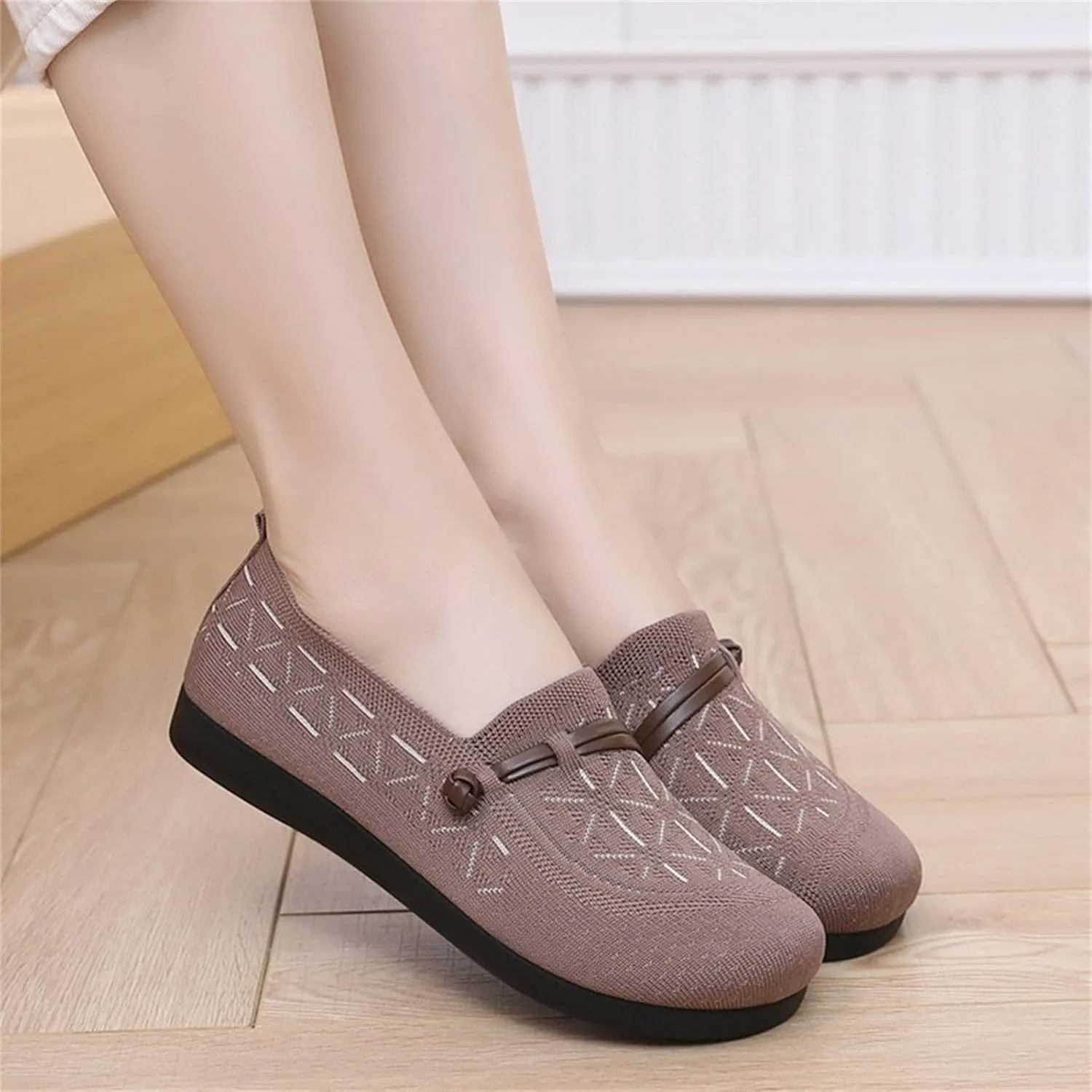 Women's Leather Lac𝐞 Up Oxfor𝐝s Sneakers Breathable Slip-On Business Shoes Dress𝐲 L𝐨w Heel Walking Shoes Lightweight Comfortable Sneakers