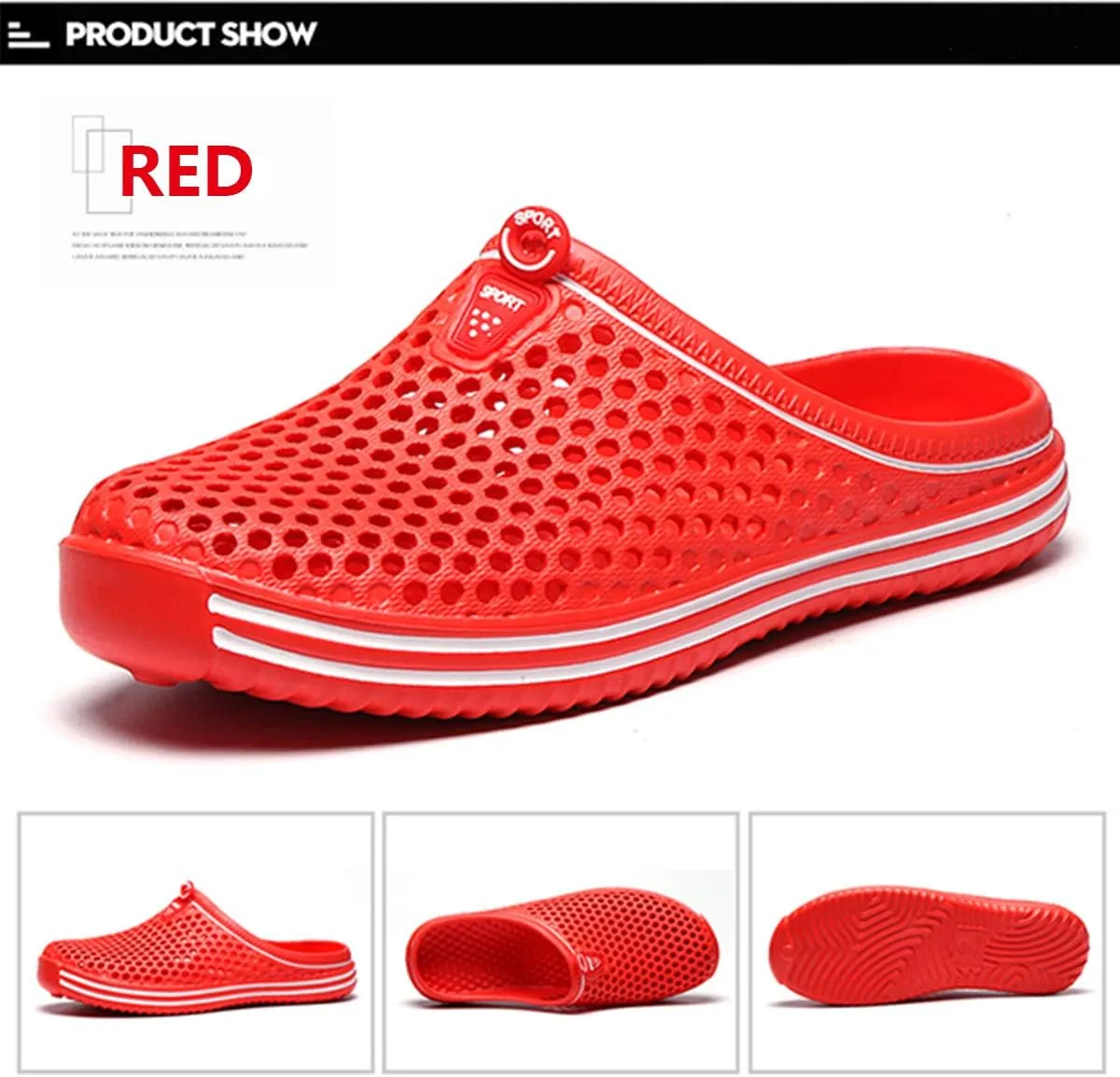 Womens Mens Bathroom Garden Non-slip Hole Breathable Lightweight Sandals Unisex Beach Quick Drying Sandals Couple Indoor/Outdoor Slippers