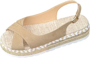 Women's Platform Sandals Open Toe Ankle Strap Espadrille Wedges Shoes Summer Casual Comfortable Beach Shoes