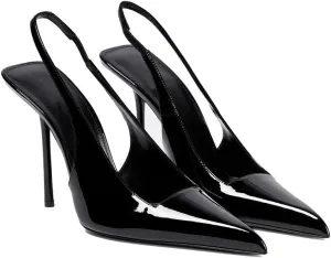 Women's Pointed Toe Sexy High Heels Patent Leather Slingback Pumps Backless 105mm Stiletto Sandals Party Dress Heeled Shoes