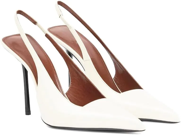 Women's Pointed Toe Sexy High Heels Patent Leather Slingback Pumps Backless 105mm Stiletto Sandals Party Dress Heeled Shoes