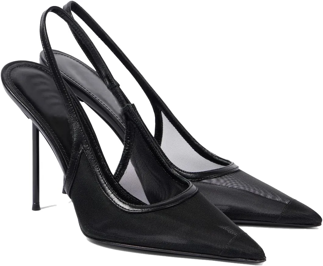 Women's Pointed Toe Sexy High Heels Patent Leather Slingback Pumps Backless 105mm Stiletto Sandals Party Dress Heeled Shoes