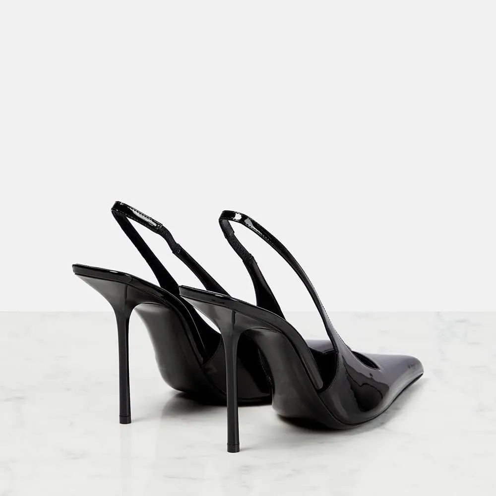 Women's Pointed Toe Sexy High Heels Patent Leather Slingback Pumps Backless 105mm Stiletto Sandals Party Dress Heeled Shoes