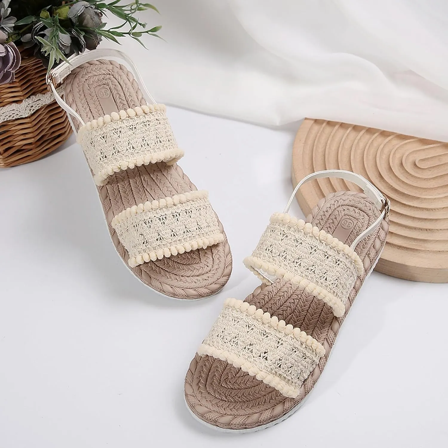 Womens Sandals Comfy Classic Fit Casual Athletic Yoga Mat Sandals Elastic Jeweled Bohemian Flats