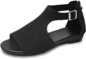 Womens Sandals Shoes Soft Open Toe Athletic Athletic Yoga Dress Ankle Elastic Jeweled Bohemian Flats