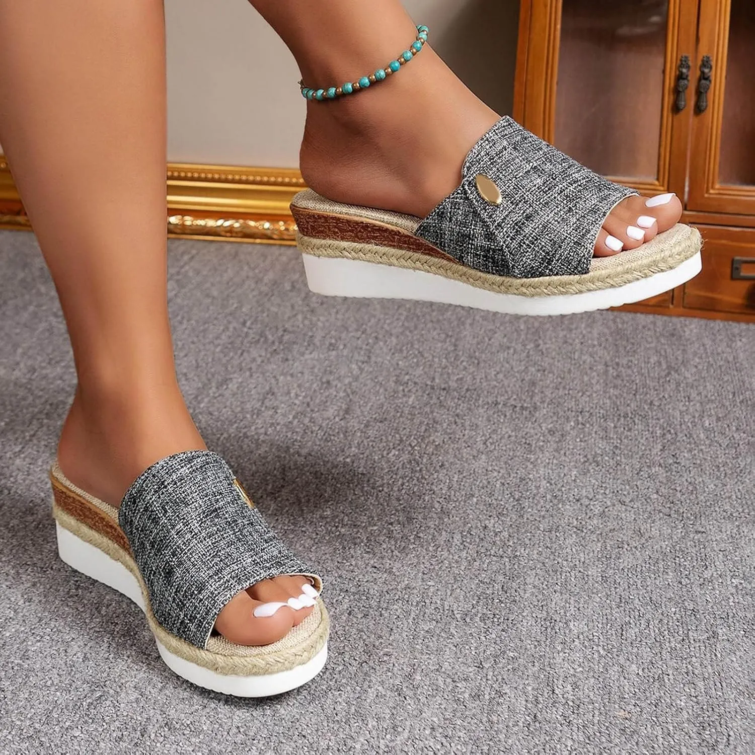 Women's Sandals Women’s Low Wedges Platform Sandals Sandalias Summer Platform Comfortable Low Wedges Womens Sandal