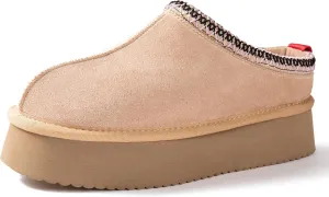 Women's Slippers Platform Mini Boots Snow Winter Short Ankle Boot Slip-on Slippers Fluffy Warm Comfy Furry Shoes for Outdoor Indoor House