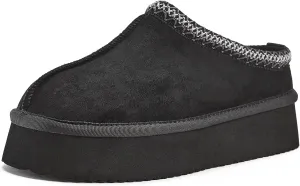 Women's Slippers Platform Mini Boots Snow Winter Short Ankle Boot Slip-on Slippers Fluffy Warm Comfy Furry Shoes for Outdoor Indoor House