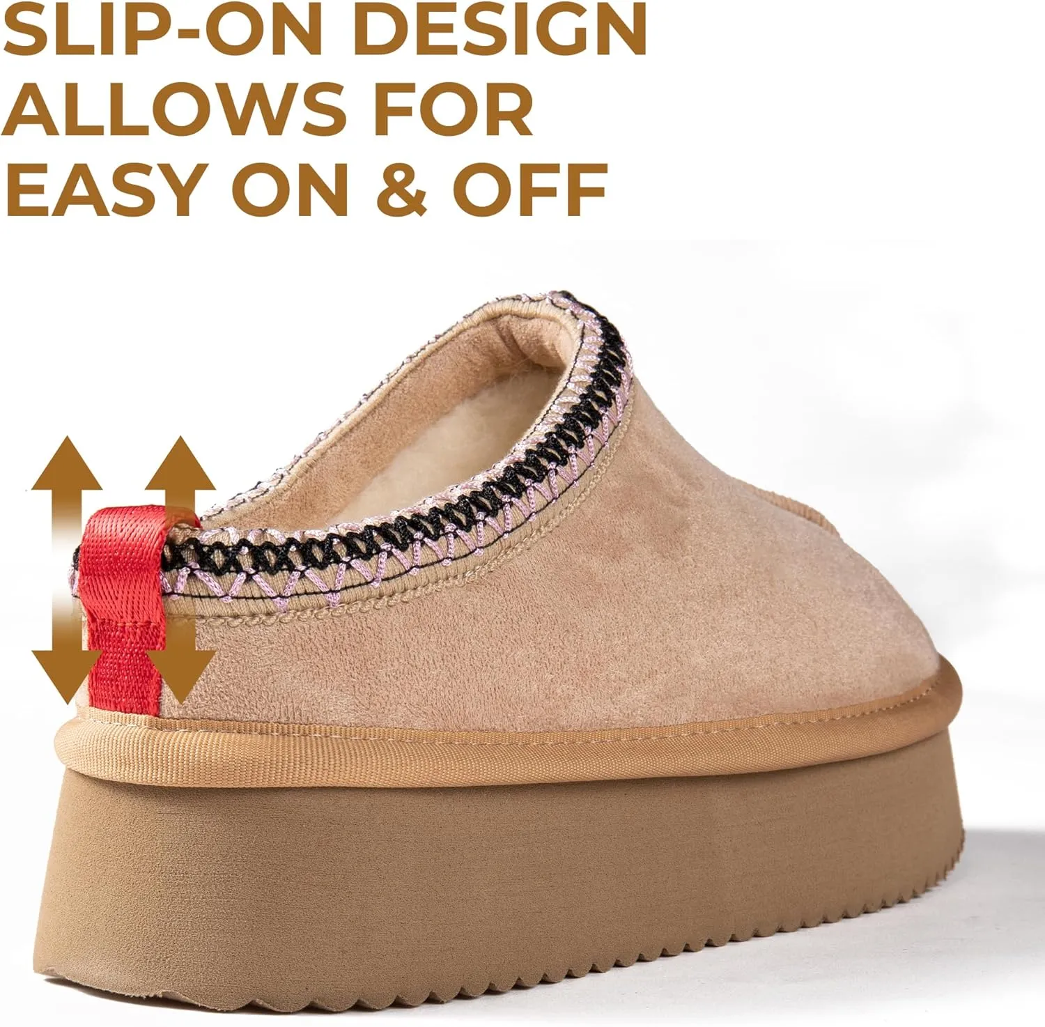 Women's Slippers Platform Mini Boots Snow Winter Short Ankle Boot Slip-on Slippers Fluffy Warm Comfy Furry Shoes for Outdoor Indoor House