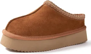 Women's Slippers Platform Mini Boots Snow Winter Short Ankle Boot Slip-on Slippers Fluffy Warm Comfy Furry Shoes for Outdoor Indoor House