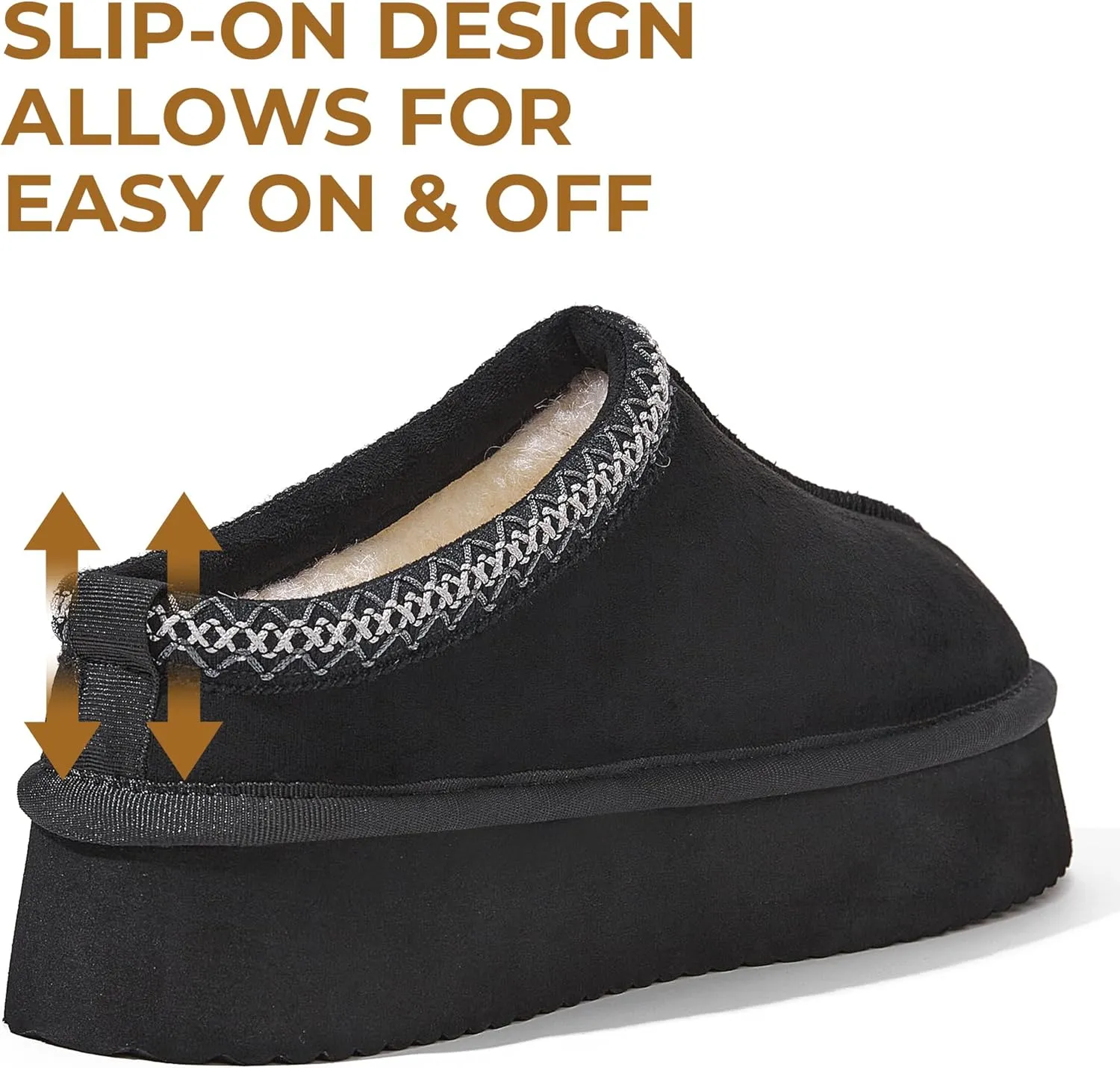 Women's Slippers Platform Mini Boots Snow Winter Short Ankle Boot Slip-on Slippers Fluffy Warm Comfy Furry Shoes for Outdoor Indoor House