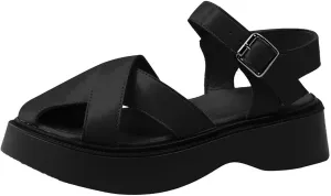 Women's Walking Sandals Comfortable Air Cushioned Support Ankle Strap Dress Sandal Strappy Wedge with Arch Support