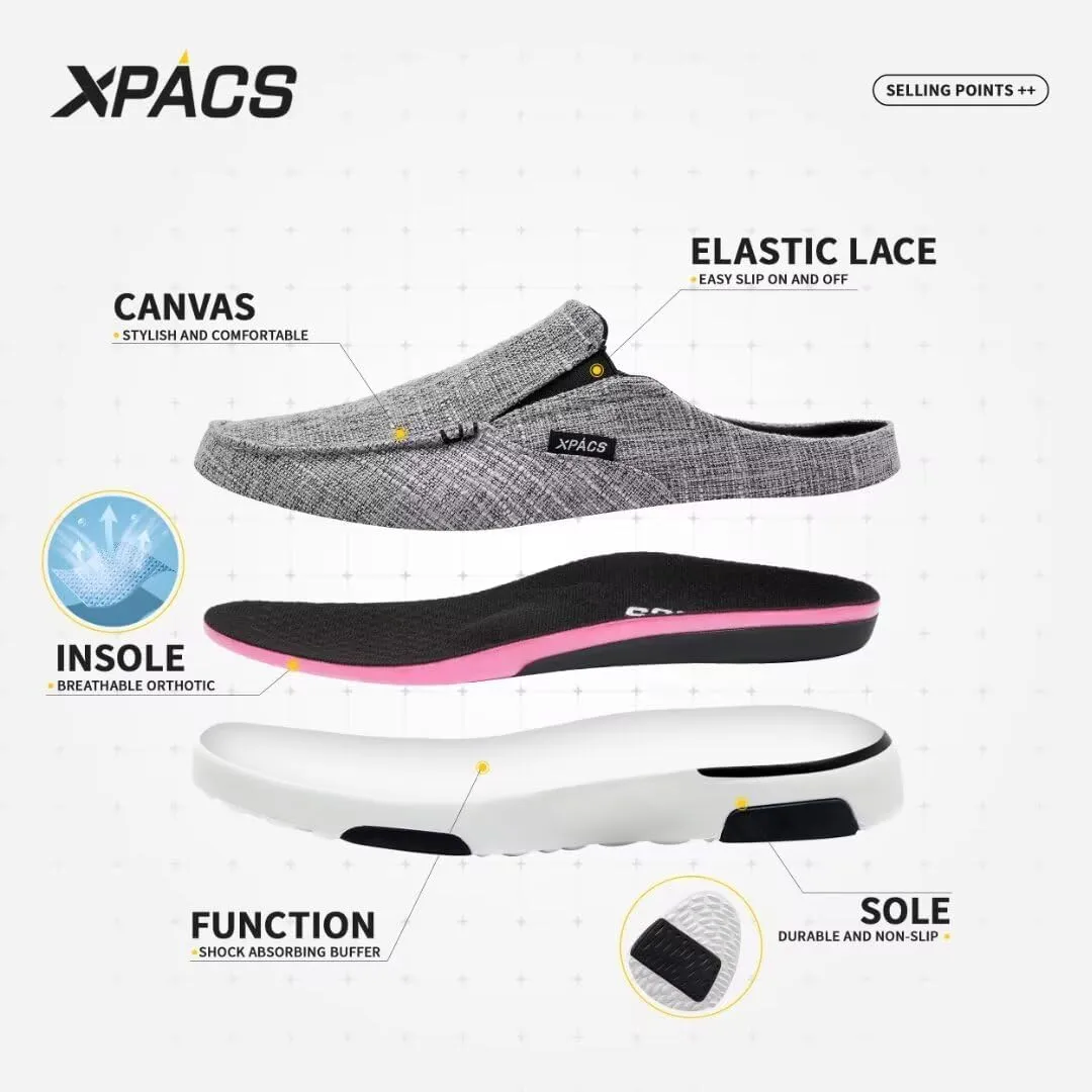 XPACS Men's Orthopedic Comfy Slippers, Stylish Arch Support Casual Shoes for Plantar Fasciitis Recovery, Non Slip Canvas Shoes for Heel and Foot Pain Relief